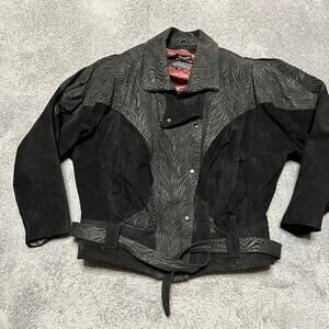 Bermans Vintage Leather Coat Womens Large Thinsulate Lined Bomber Belted